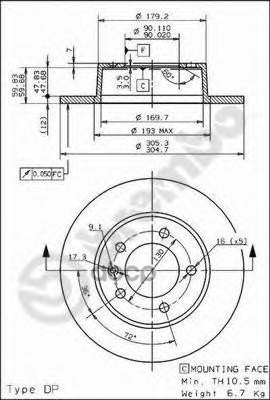 Диск Тормозной Standard | Зад | Brembo арт. 08937110