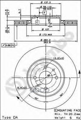 Диск Тормозной Standard | Перед | Brembo арт. 09493914