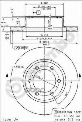 Диск тормозной передн. с УФ покрытием TOYOTA 4 RUNNER (_N18_) 11/95-11/02 / TOYOTA LAND CRUISER 90 ( Brembo арт. 09.7226.11