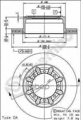 Диск Тормозной Задн. Nissan Atleon 09/00-> / Nissan Cabstar (F24m  F24w) 09/06-12/13 / Nissan Cabsta Brembo арт. 09.7263.30