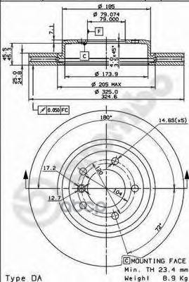 Диск тормозной передн. с УФ покрытием BMW 3 (E46) 02/98-04/05 / BMW 3 Convertible (E46) 04/00-12/07 Brembo арт. 09.8952.11