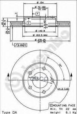 Диск Тормозной Передн. С Уф Покрытием Ford Maverick 02/01-> / Mazda Tribute (Ep) 03/00- Brembo арт. 09.8953.11