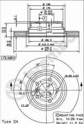 Диск Тормозной Передн Bmw 7 (E65, E66) (11/01-) F Brembo арт. 09.9355.11