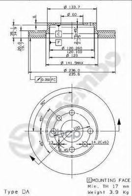 Диск Тормозной Standard | Перед | Brembo арт. 09960714