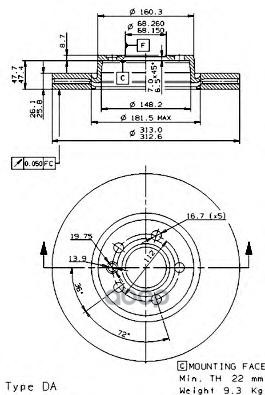 Диск Тормозной Standard | Перед | Brembo арт. 09979710