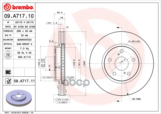 Диск Тормозной Lexus Is Ii (E2) 08/05-04/13 Brembo арт. 09A71711