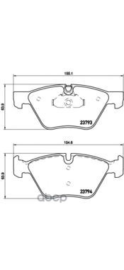 Колодки тормозные дисковые передн. BMW 5 (E60) 12/01-03/10 / BMW 5 Touring (E61) 06/04-12/10 Brembo арт. p06057