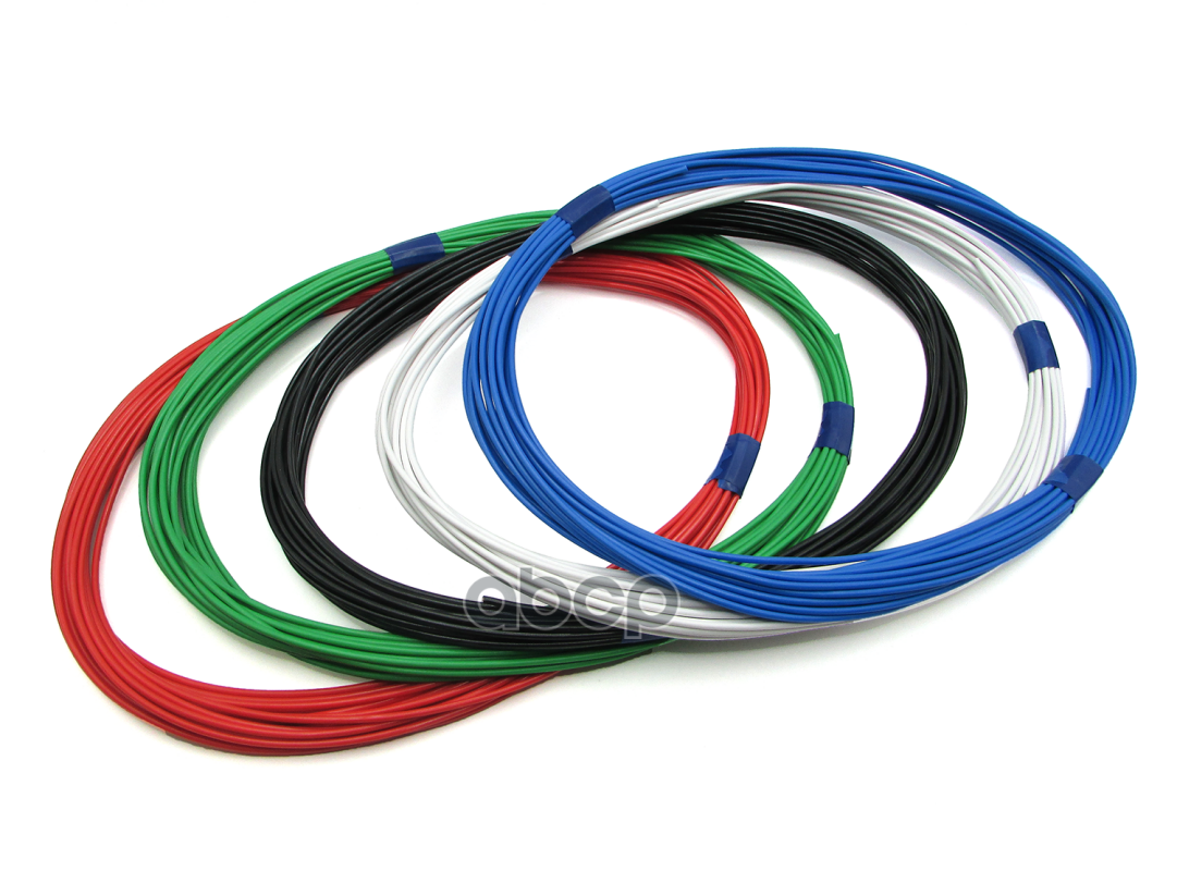 Комплект 5 проводов ПВАМ 0,75 кв.мм (цвета: черный, красный, зеленый, голубой, белый) длиной по 10м. CARGEN арт. AX35101