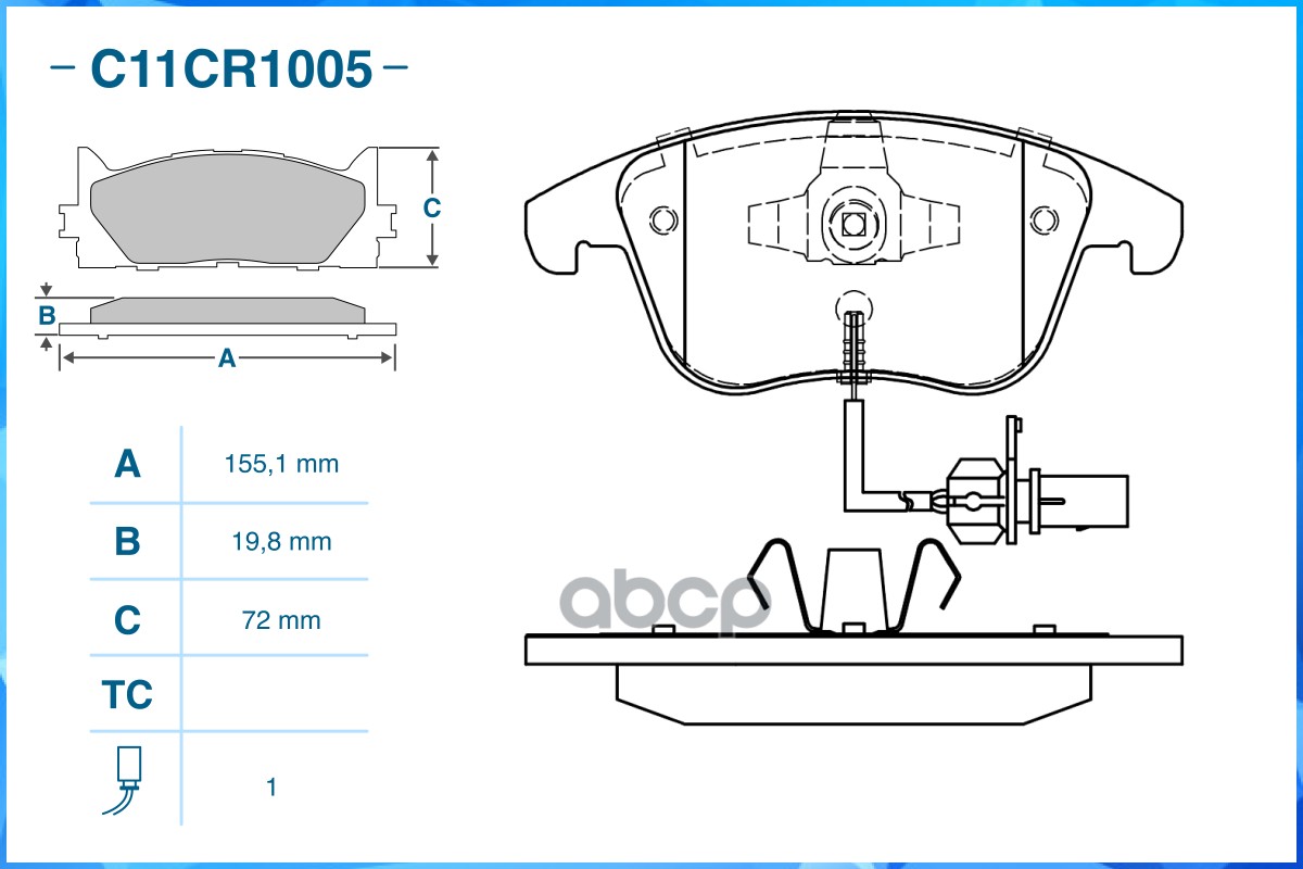 Тормозные колодки передние Low Metallic C11CR1005 CWORKS арт. C11CR1005