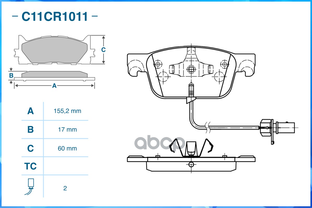 Колодка тормозная передняя (кт.4шт)  Low Metallic AUDI: Q7 (4LB) VW: TOUAREG (7LA  7L6  7L7) CWORKS арт. c11cr1011