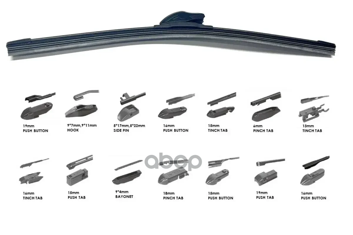 Щетка стеклоочистителя с адаптерами 14"/350 mm бескаркасная D20CR0014 CWORKS арт. D20CR0014