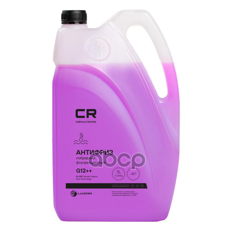 АНТИФРИЗ CR лобридный универсал флуор. -40°С, G12++, фиолет, готовый, 5л (4) L2018002 Carville Racing арт. L2018002