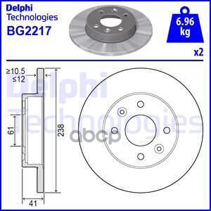 Диск тормозной (2 шт в уп) цена за 1шт. Delphi арт. BG2217
