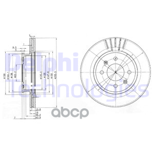 Диск тормозной (2 шт в уп) цена за 1шт. Delphi арт. BG3934