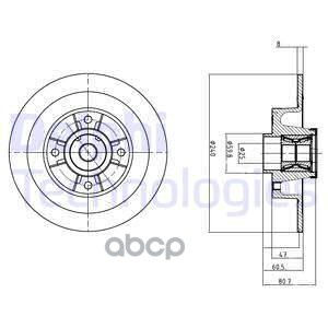 Диск тормозной задний с подшипником Delphi арт. BG9028RS