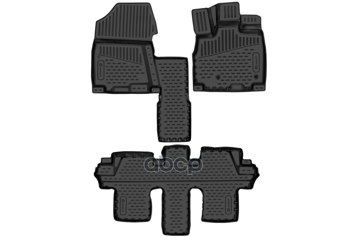 Коврики 3D в салон для HONDA Freed (II) 2016-н.в., правый руль для капитанских сидений, Компактвэн, 3 шт. (полиуретан) / Хонд...