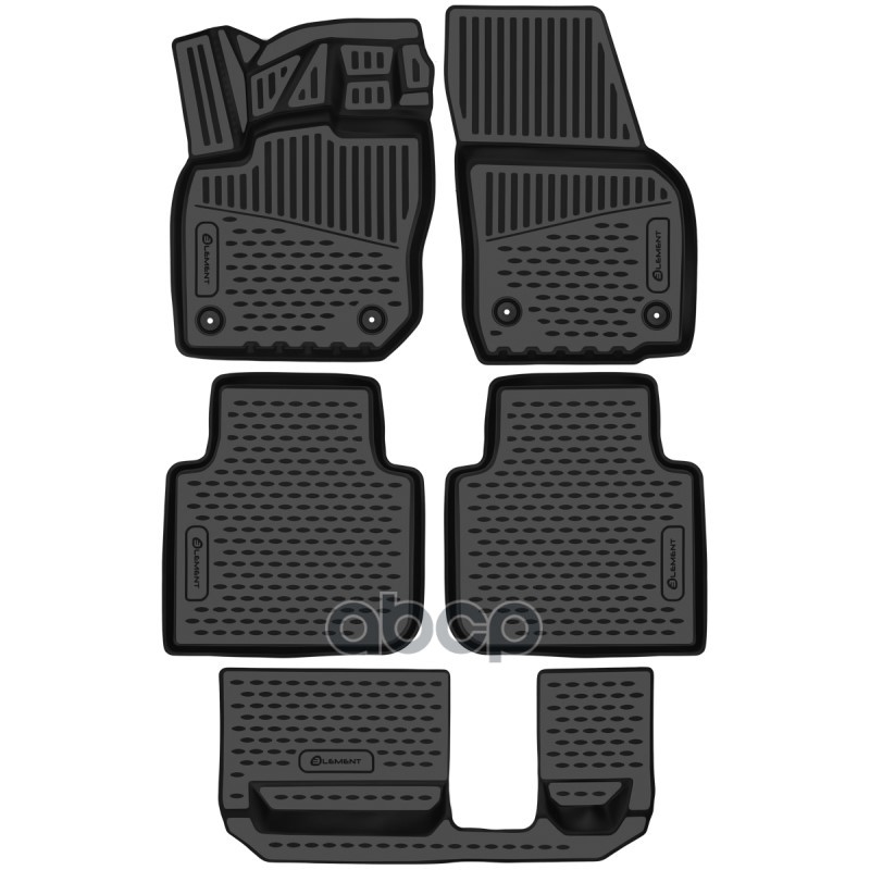 Коврики 3D в салон для SKODA Kodiaq (II) 2023-, 7мест, 5шт. (полиуретан) / Шкода Кодиак ELEMENT арт. ELEMENT3DAN1077210k