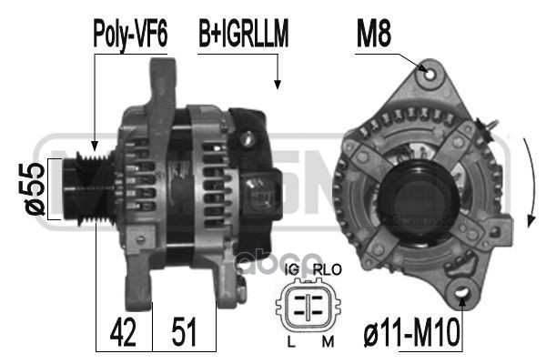 Генератор TOYOTA AVENSIS/RAV IV 06- 100A 209360 Era арт. 209360