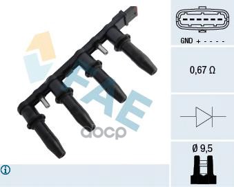 Катушка зажигания OPEL 1208021 FAE арт. 80291