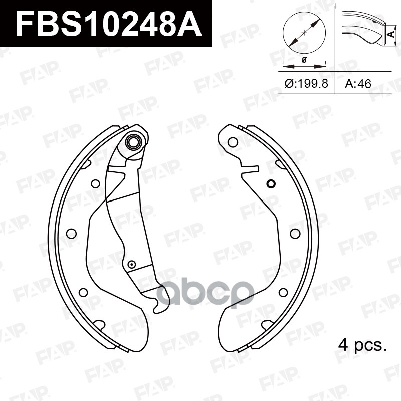 Тормозные колодки барабанные PREMIUM FBS10248A FAP арт. FBS10248A
