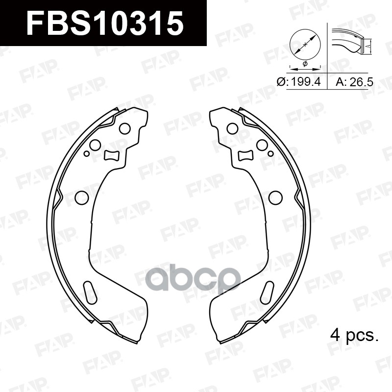 Тормозные колодки барабанные PREMIUM FBS10315 FAP арт. FBS10315