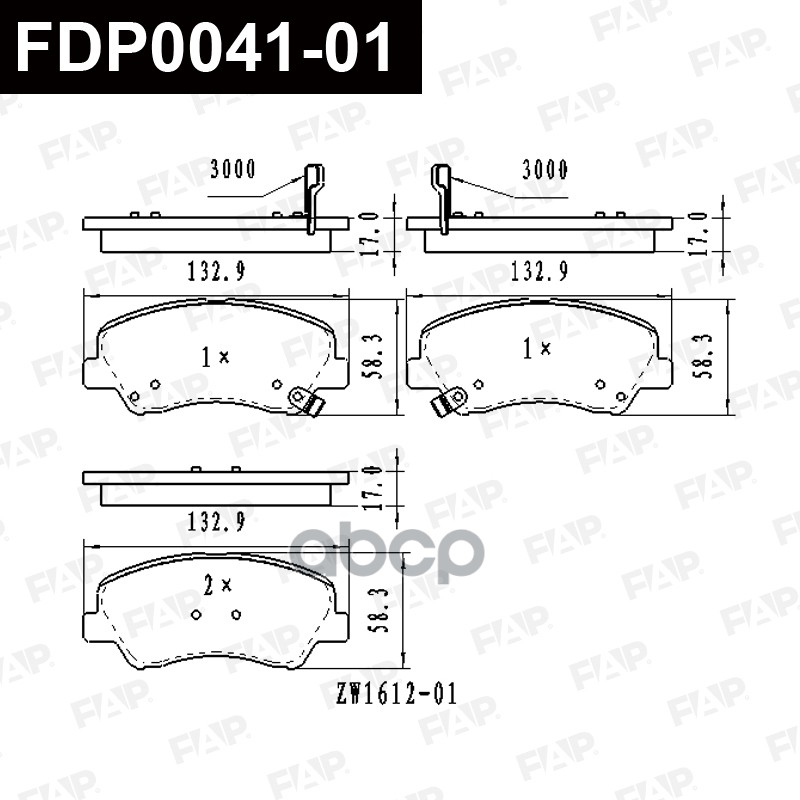Тормозные колодки дисковые смесь CERAMIC FDP0041-01 FAP арт. FDP0041-01