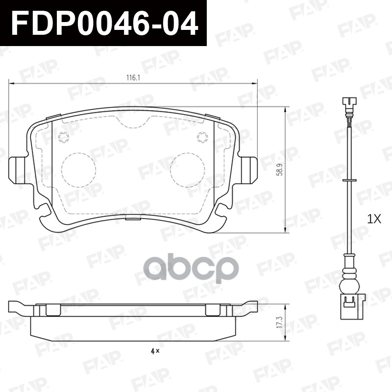 Тормозные колодки дисковые смесь CERAMIC FDP0046-04 FAP арт. FDP0046-04