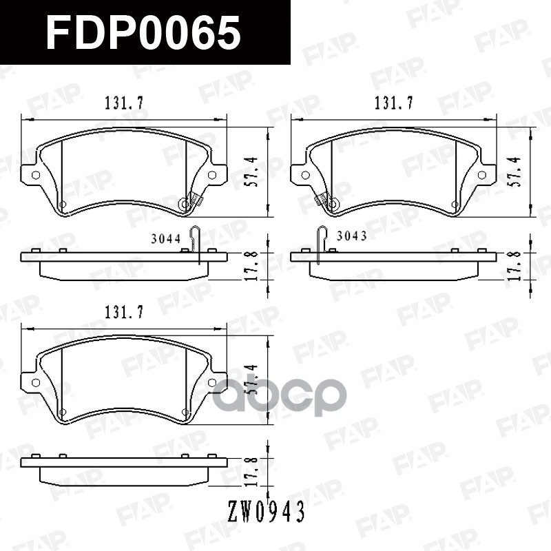Тормозные колодки дисковые смесь CERAMIC FDP0065 FAP арт. FDP0065