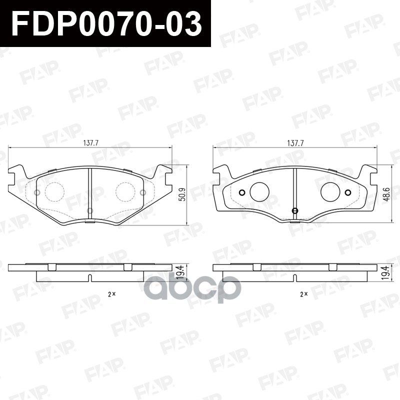 Тормозные колодки дисковые смесь CERAMIC FDP0070-03 FAP арт. FDP0070-03