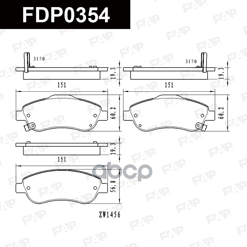 Тормозные колодки дисковые смесь CERAMIC FDP0354 FAP арт. FDP0354