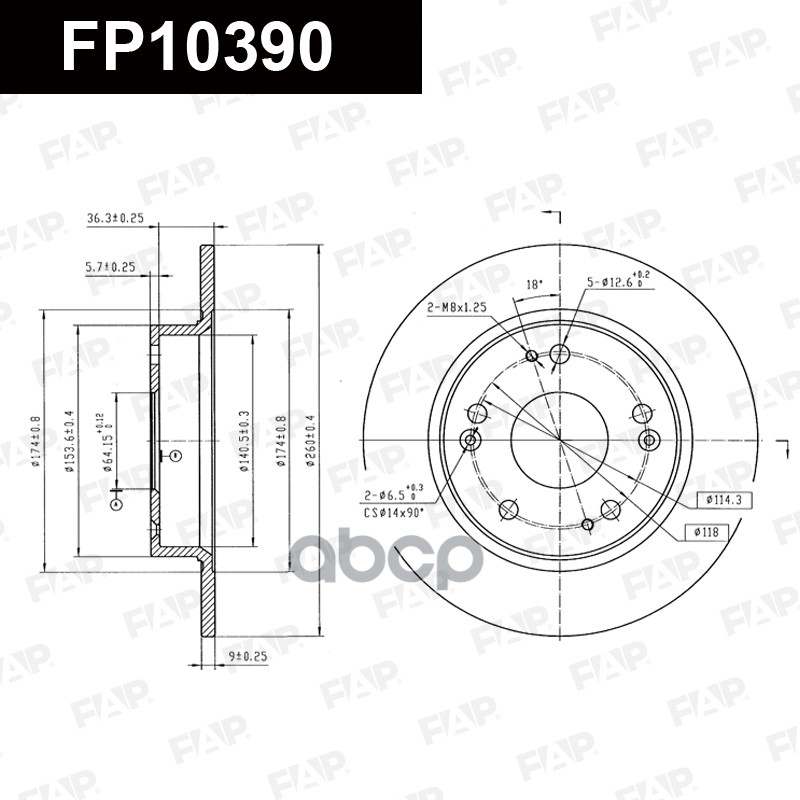 Тормозной диск с покрытием GEOMET FP10390 FAP арт. FP10390