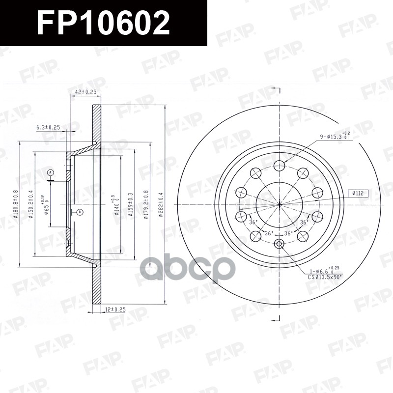 Тормозной диск с покрытием GEOMET FP10602 FAP арт. FP10602