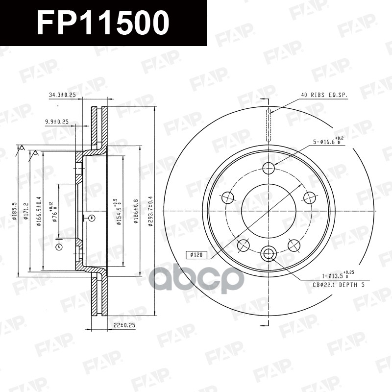 Тормозной диск с покрытием GEOMET FP11500 FAP арт. FP11500
