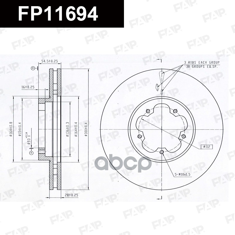 Тормозной диск с покрытием GEOMET FP11694 FAP арт. FP11694