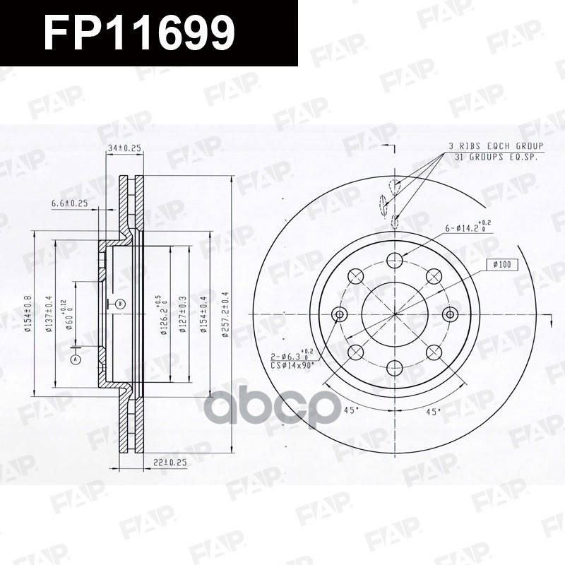 Тормозной диск с покрытием GEOMET FP11699 FAP арт. FP11699