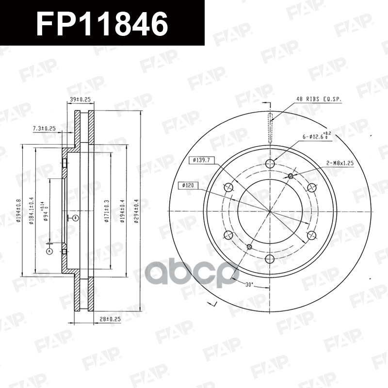 Тормозной диск с покрытием GEOMET FP11846 FAP арт. FP11846