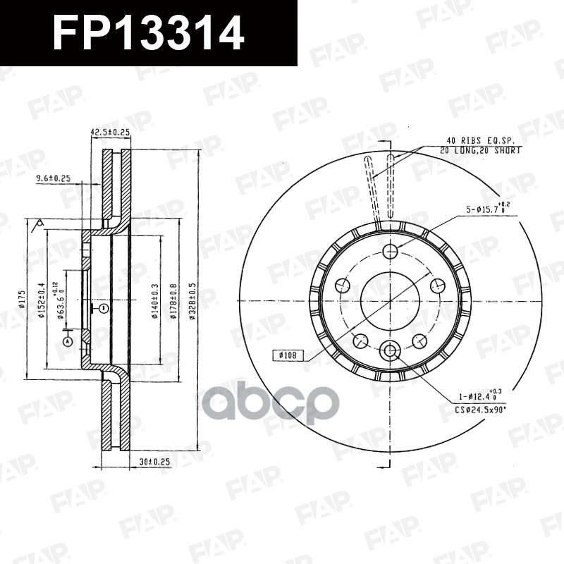 Тормозной диск с покрытием GEOMET FP13314 FAP арт. FP13314