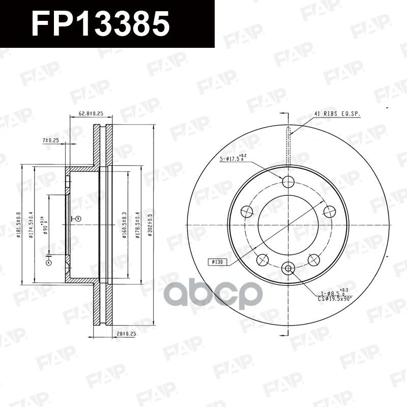 Тормозной диск с покрытием GEOMET FP13385 FAP арт. FP13385