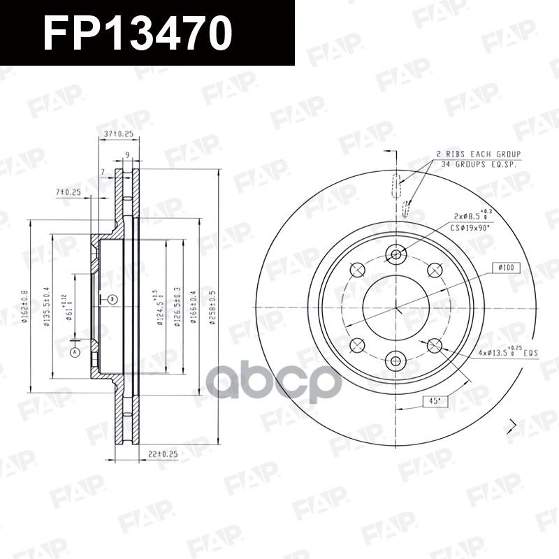 Тормозной диск с покрытием GEOMET FP13470 FAP арт. FP13470