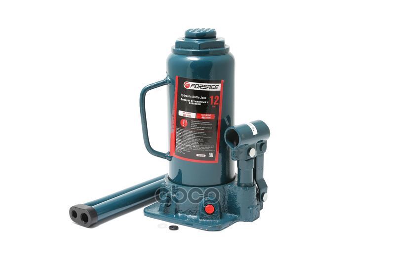 Домкрат Бутылочный 12 Т, Высота Подхвата 216 Мм, Высота Подъма 413 Мм, Ход Штока 155 Мм, С Клапаном И Доп. Ремкомплектом FORS...