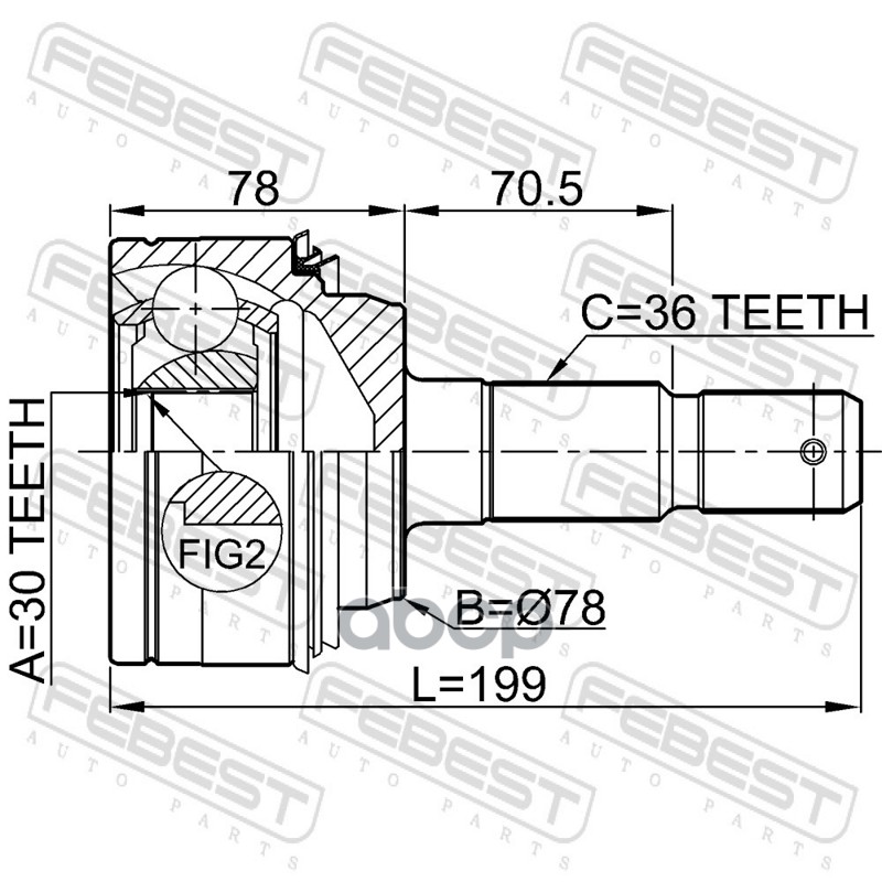 ШРУС наружный 30X78X36 Febest арт. 0110200