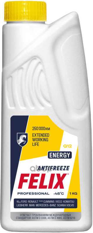 Антифриз готовый желтый карбоксилатный Energy -45 G12 1л Felix арт. 430206026