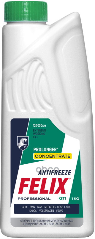Антифриз концентрат зеленый гибридный Prolonger -40 G11 1кг Felix арт. 430206037
