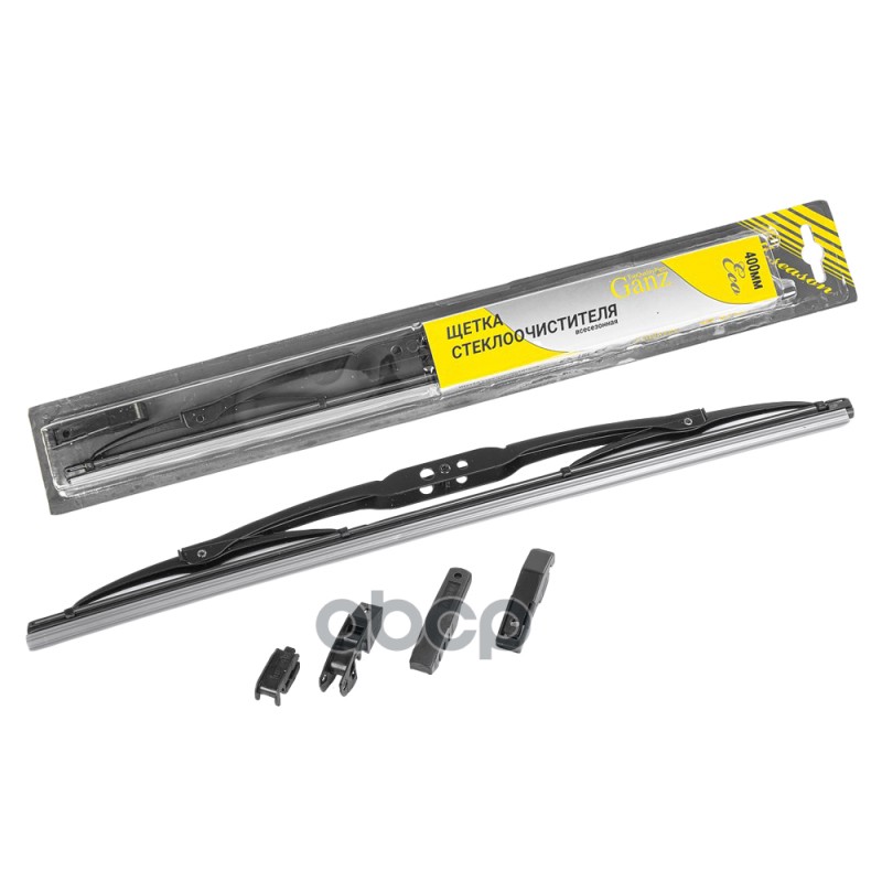 Щетка стеклоочистителя 400 мм каркасная 1 шт GANZ ECO GIS01003 (4 адаптера) GANZ арт. GIS01003