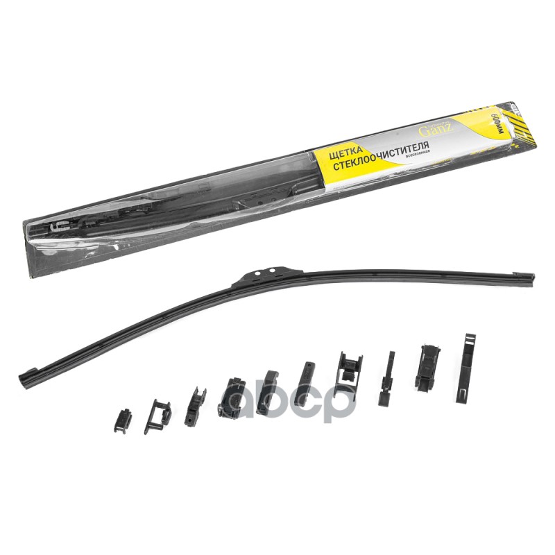 Щетка стеклоочистителя 600 мм бескаркасная 1 шт GANZ GIS01022 (8 адаптеров) GANZ арт. GIS01022