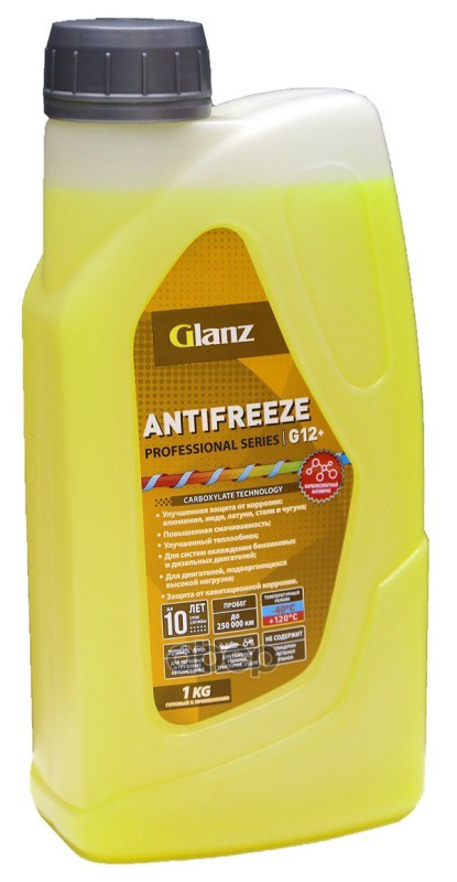 Антифриз Glanz Antifreeze Professional Series G12++ Готовый -40C Желтый 1 Кг Gl-013 GLANZ арт. GL-013