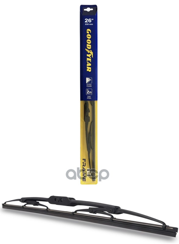 Щетка стеклоочистителя каркасная 650мм всесезонная 3 переходника GOODYEAR арт. GY000326