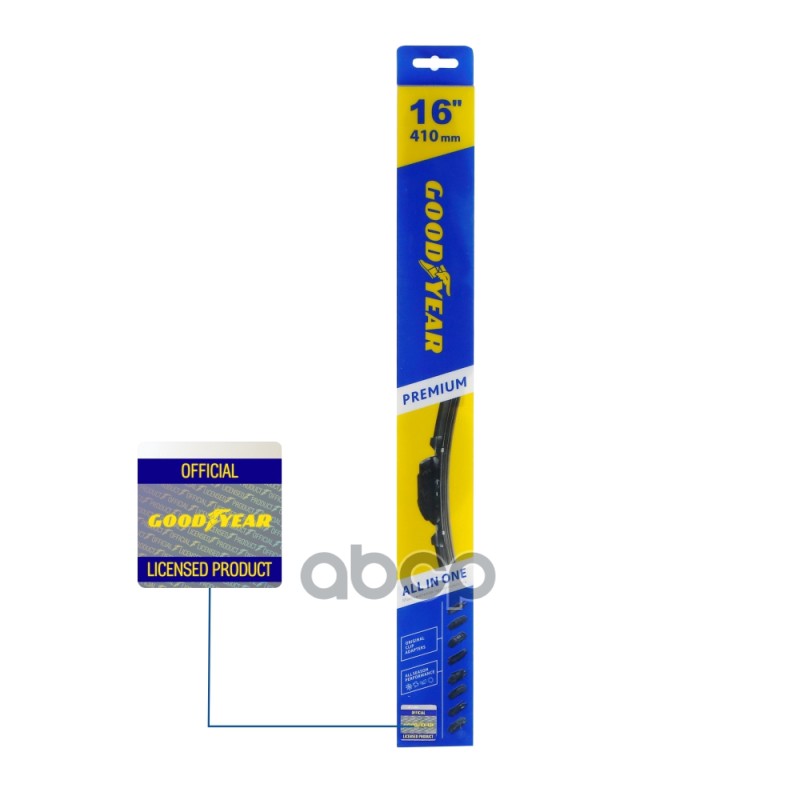 Щетка стеклоочистителя бескаркасная Premium 410мм 9 адаптеров GOODYEAR арт. GY000436