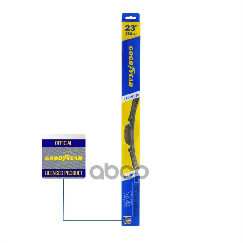 Щетка стеклоочистителя бескаркасная Premium 580мм 9 адаптеров GOODYEAR арт. GY000443