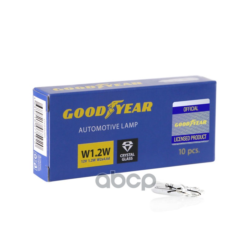 Лампа накаливания сигнальная W1.2W 12V 1.2W W2x4.6d картон 10шт цена за 10шт GOODYEAR арт. GY015201